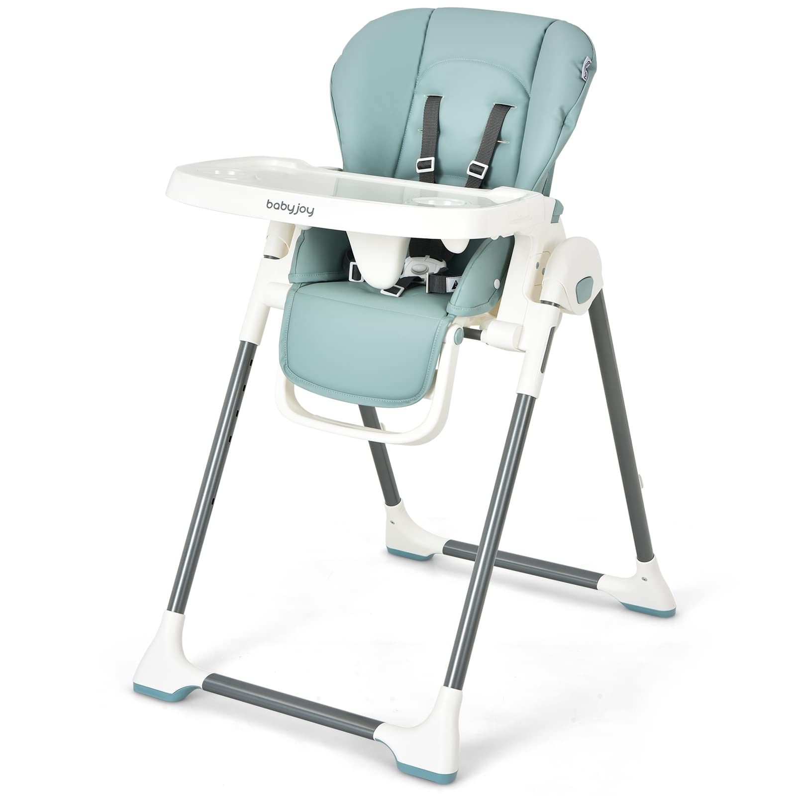BABY JOY High Chair for Babies & Toddlers, Foldable High Chair w/Adjustable Height/Backrest/Footrest, Double Removable Tray, Boo