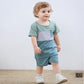 12-18 Month Boy Clothes Toddler Boys Summer Outfits Short Sleeve Patchwork T-Shirt & Solid Shorts Clothing Set 2 Piece, Light Bl