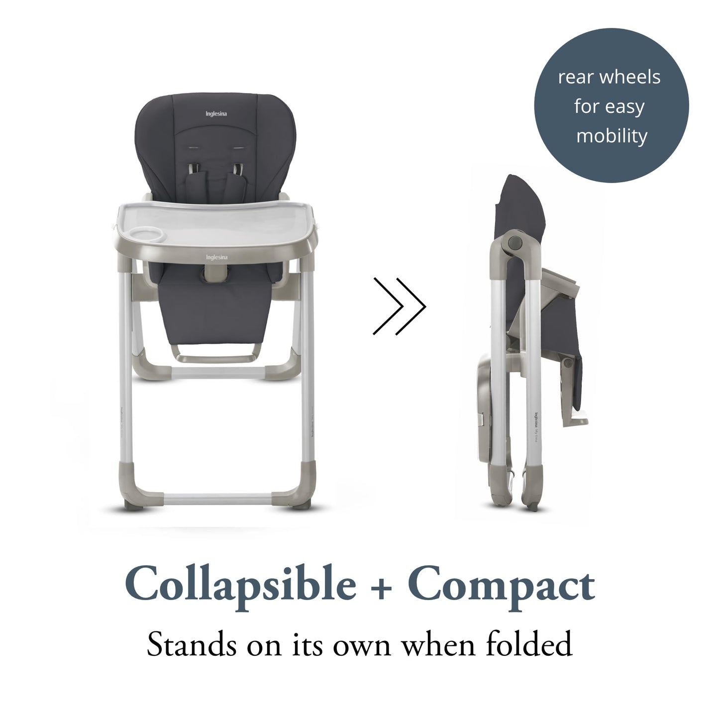 Inglesina My Time Highchair, Pepper - Adjustable High Chair For Babies & Toddlers, 4 Height & 3 Recline Settings, Collapsible, T