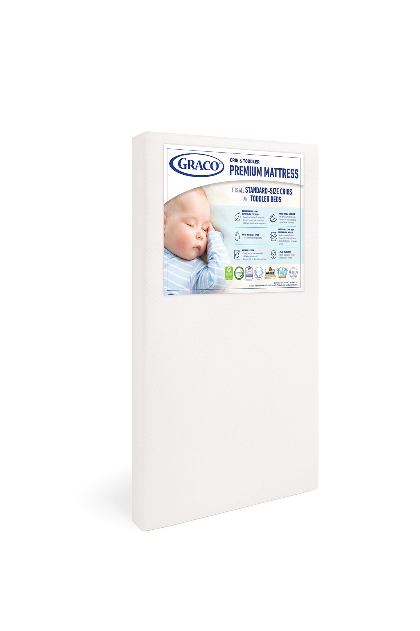 Graco Asheville 4-In-1 Convertible Crib W/Drawer-White Premium Foam Crib & Toddler Mattress