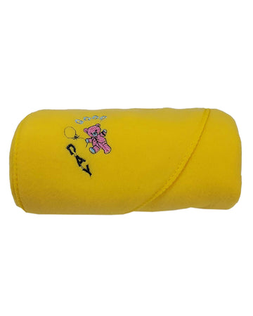 NAMAN Cartoon Embroidered Baby Wrapper, Baby Blanket for Toddler and New Born BabyYellow