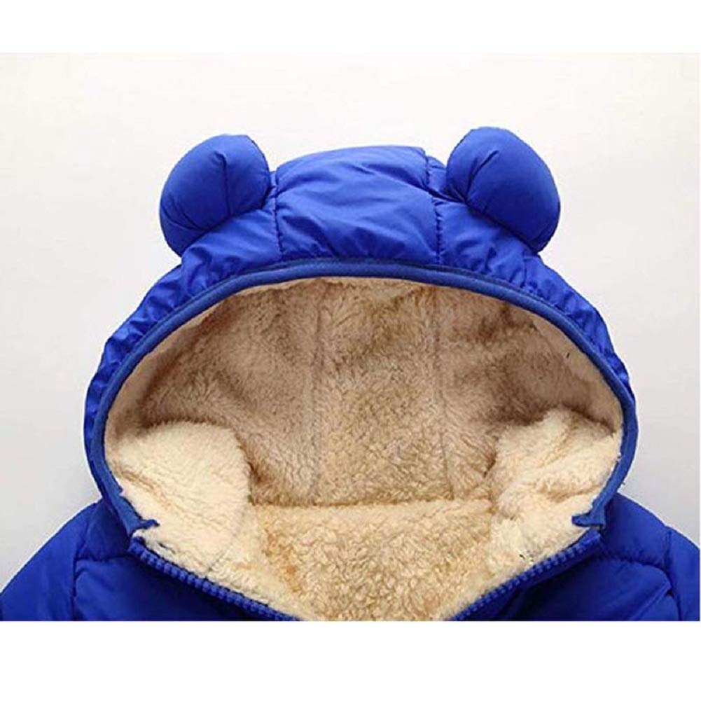Goelsakurara Baby Kids Girl Winter Snowsuit Long Sleeve Solid Color 3D Ears Hooded Coat Jacket Outerwear Warm Zip Clothes (Royal