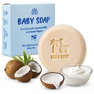 Relaxcation Organic Baby Soap Bar with Greek Yogurt and Coconut Milk - Naturally Cold Processed from Organic Ingredients - Extra
