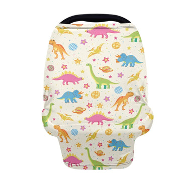 LedBack Cute Car Seat Covers Dinosaurs Patten Carseat Canopy for Babies Breastfeeding Covers, Lightweight and Breathable Carseat