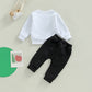 Allshope Toddler Baby Boy St Patricks Day Outfit Long Sleeve Clover Letter Print Sweatshirt And Solid Jogger Pant Clothes Set (C