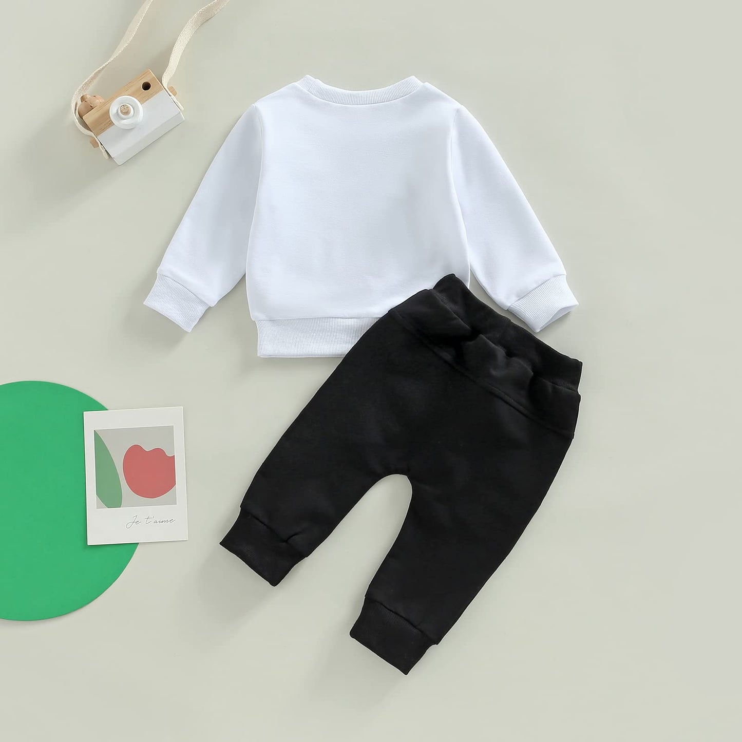 Allshope Toddler Baby Boy St Patricks Day Outfit Long Sleeve Clover Letter Print Sweatshirt And Solid Jogger Pant Clothes Set (C