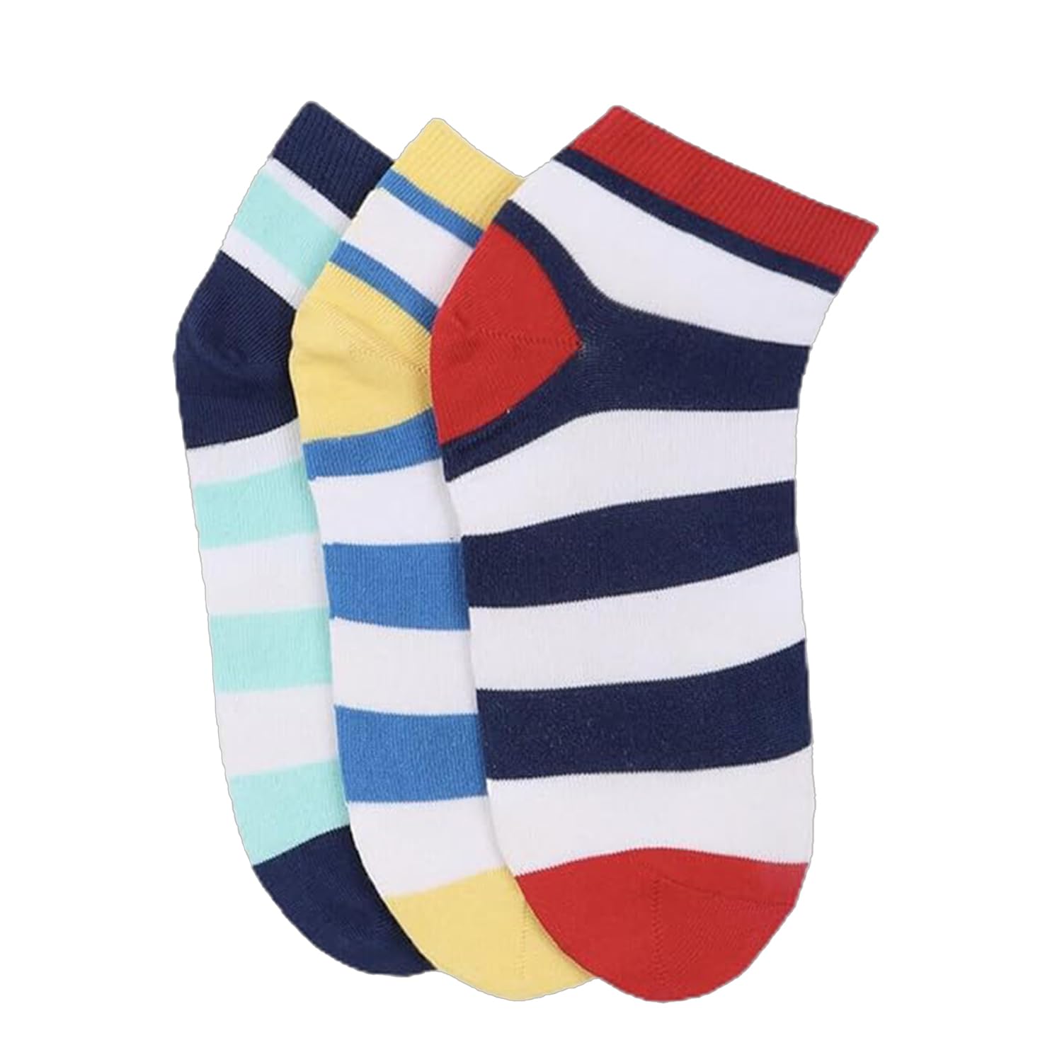 Footprints Organic Cotton &Bamboo Kids Unisex Socks | Pack Of 3 Pairs | Low Cut | Colourful Stripes (In, Age, 3 Years, 5 Years)