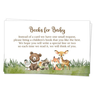 The Invite Lady Woodland Baby Shower Book Request Cards Forest Animals Deer Fawn Fox Bunny Rabbit Raccoon For Girl Boy Baby Show