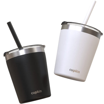 Cupkin Trainer Sippy Cup, The Original 8 Oz Stackable Stainless Steel Modern Tumblers, Set Of 2 Powder Coated Insulated Cups For