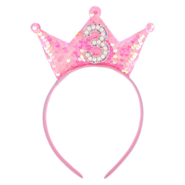 Gjinxi 3Rd Birthday Decorations For Girl, Glitter Birthday Girl Headband Princess Crowns For Little Girls, 3 Year Old Girls Crow