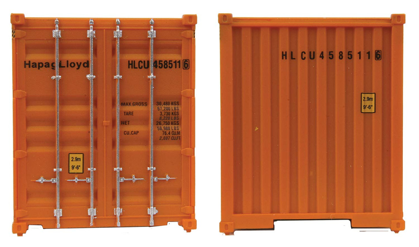 Walthers SceneMaster HO Scale Model of Hapag Lloyd (Orange, Blue) 40 Hi Cube Corrugated Side Container,949-8254