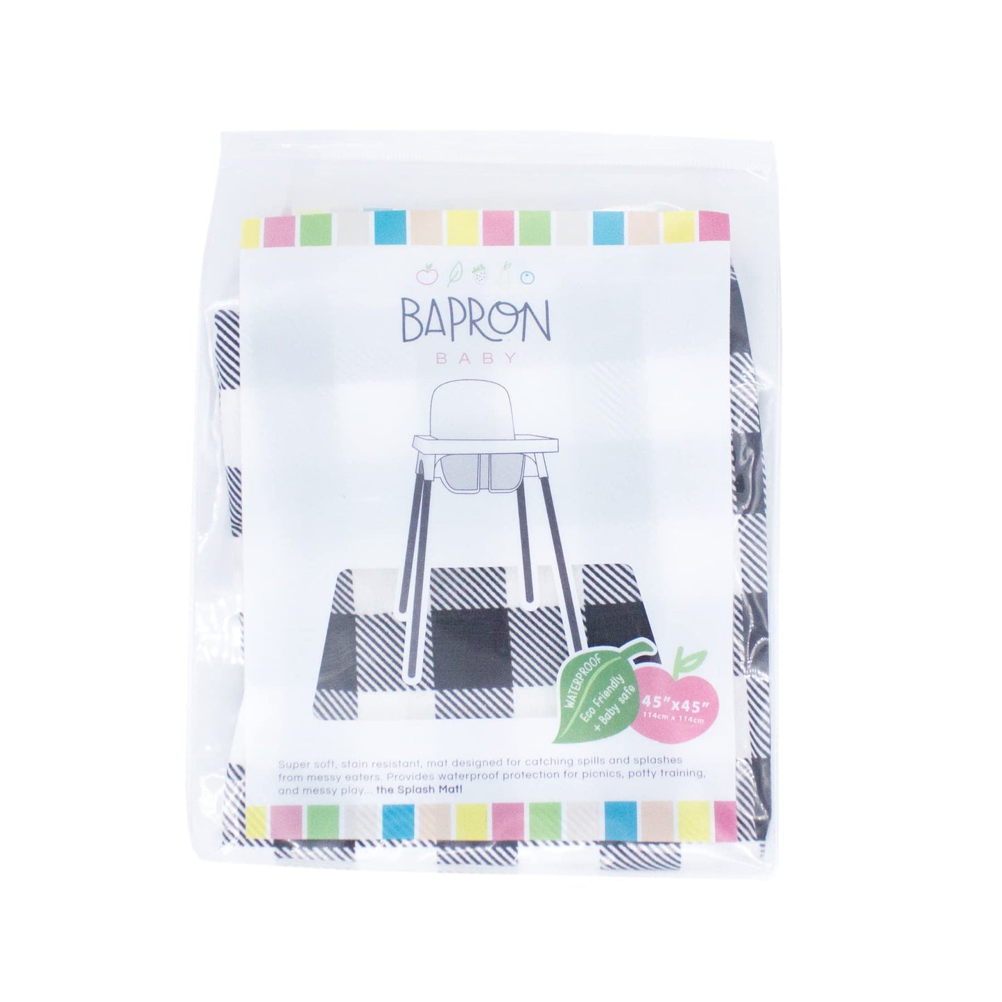 Bapronbaby White Buffalo Plaid Splash Mat - Waterproof Catch-All For Under High Chairs, Floors, Tables, Playtime Or Arts & Craft