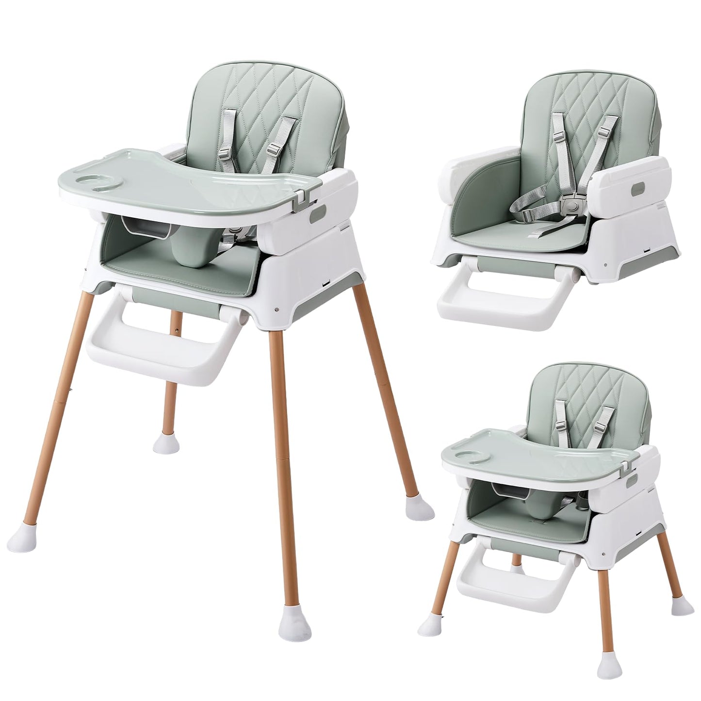 JOYMOR 5 in 1 High Chair for Babies and Toddlers, Convertible Baby Highchair, Booster & Toddler Chair, Lightweight, Foldable and
