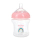 Nuby 3-Pack Infant Feeding Bottles With Slow Flow Breast Size Silicone Nipple: 0+ Months, 6Oz, 3 Pack Set: Delicate Star, Rainbo