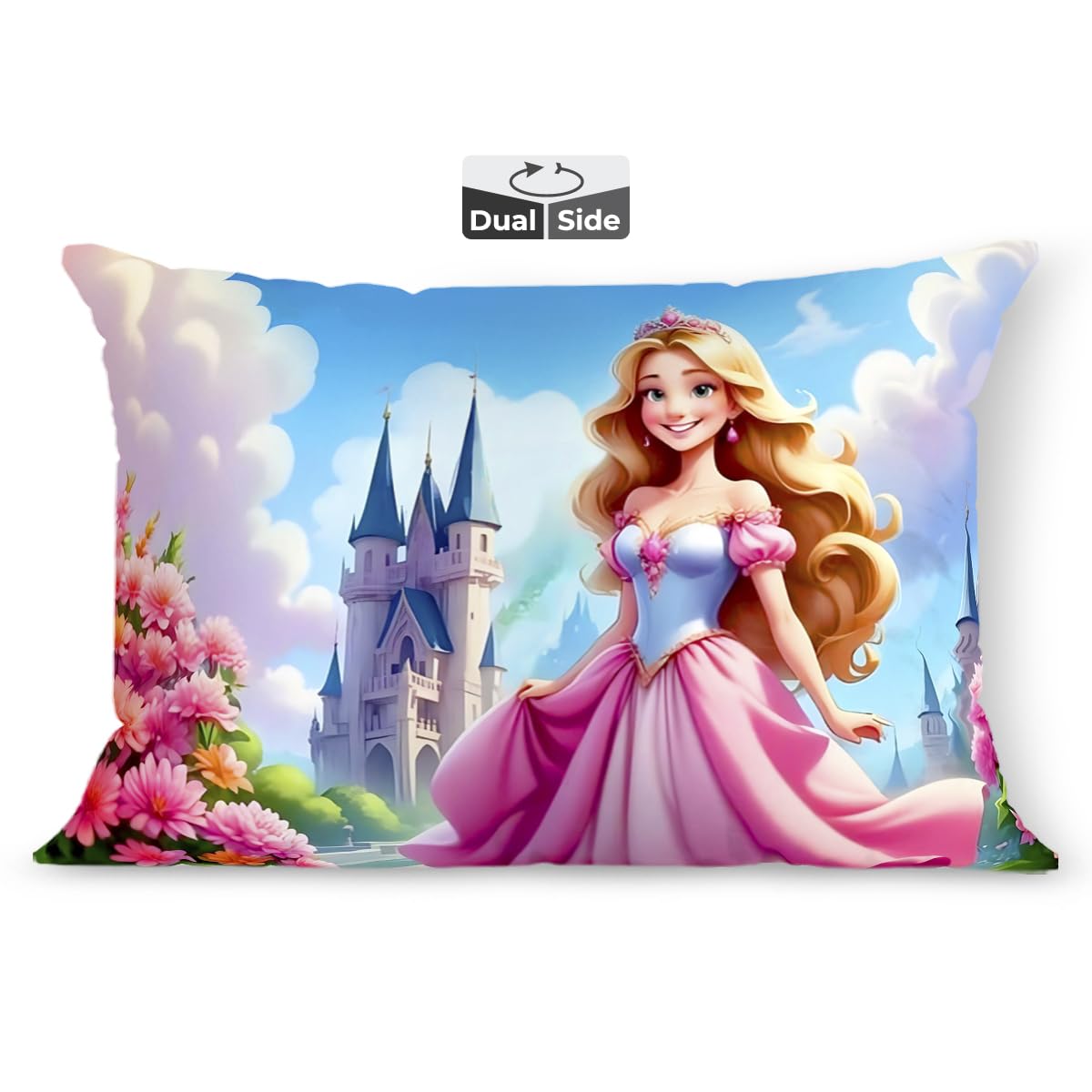 Brizberry Kids Pillow Cushion With Super Soft Fabric | Animal & Cartoon Prints | 12X18 Inches (Design 12)