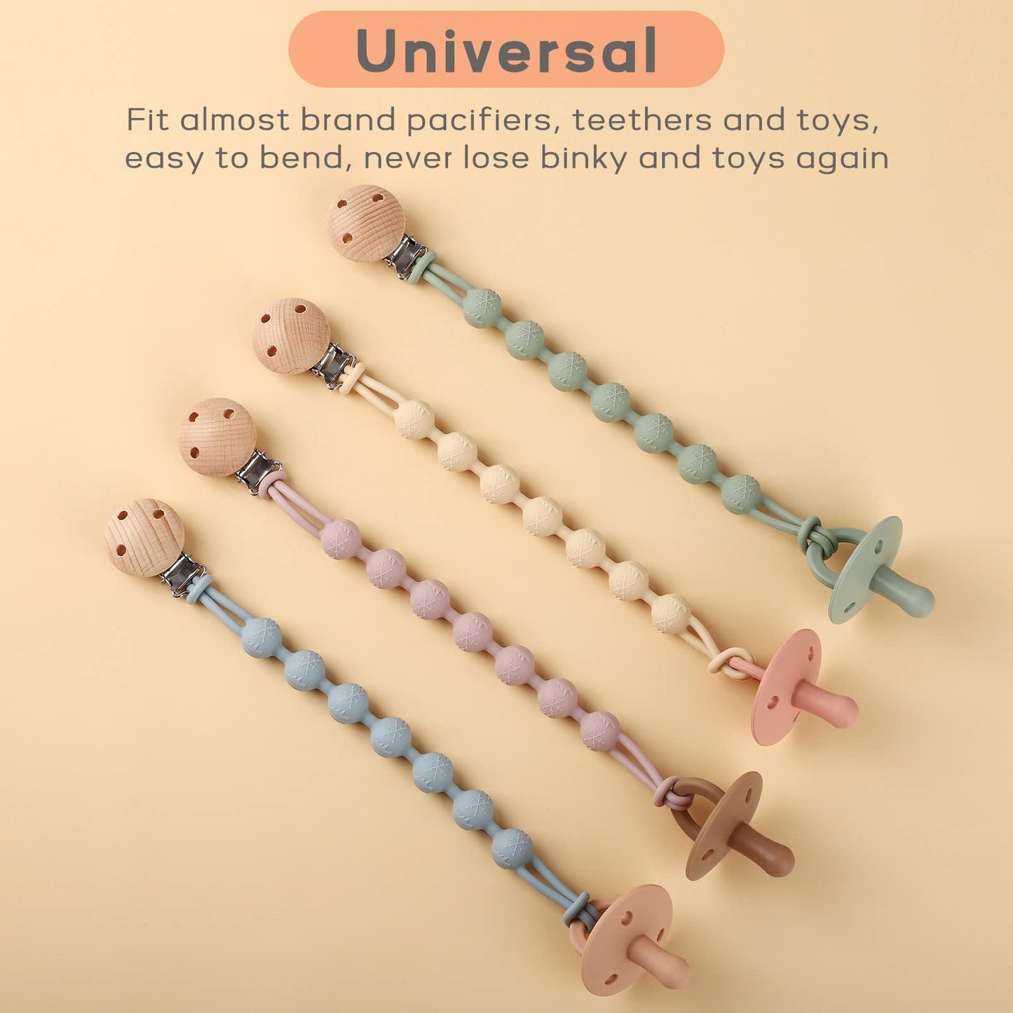 Socub 2 Pack Silicone Pacifier Clips, One-Piece Design Pacifier Holder For Baby Boy And Girl 3 Month+, Bpa Free, Best Newborn Sh