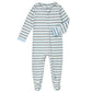 Aablexema Baby Footie Pajamas With Mittens - 3Pcs Infant Footed Sleeper Cotton Sleepwear Outfits(Blue/Grey/Stripe,12-18M)