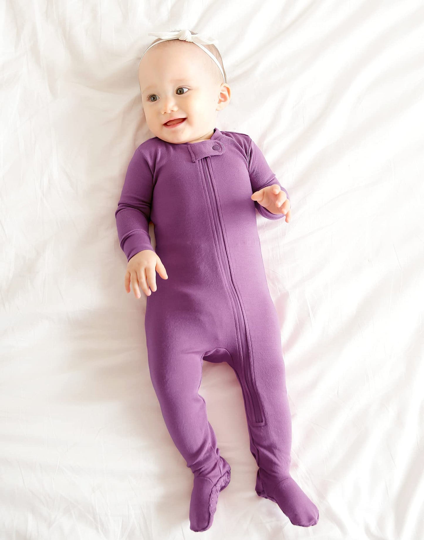 Vaenait Baby Toddler Boys Girls Solid Footie Pajama Cozy Modal Purple 6-9M