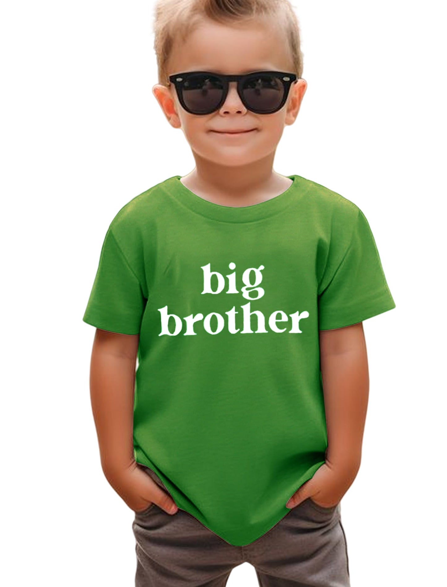 Sanixjoo Big Brother Shirt For Toddler Promoted To Best Big Brother Announcement Baby Boys Summer Short Sleeve Clothes(Green,2-3