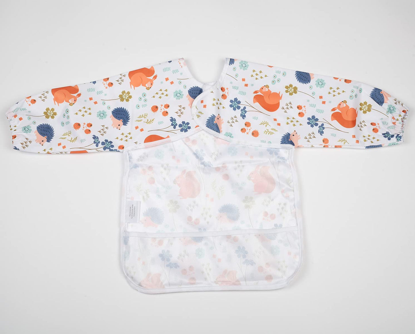 Sigzagor Baby Bib Long Sleeved Shirt With Pocket 1 to 3 years old Toddler (Squirrel Hedgehog)