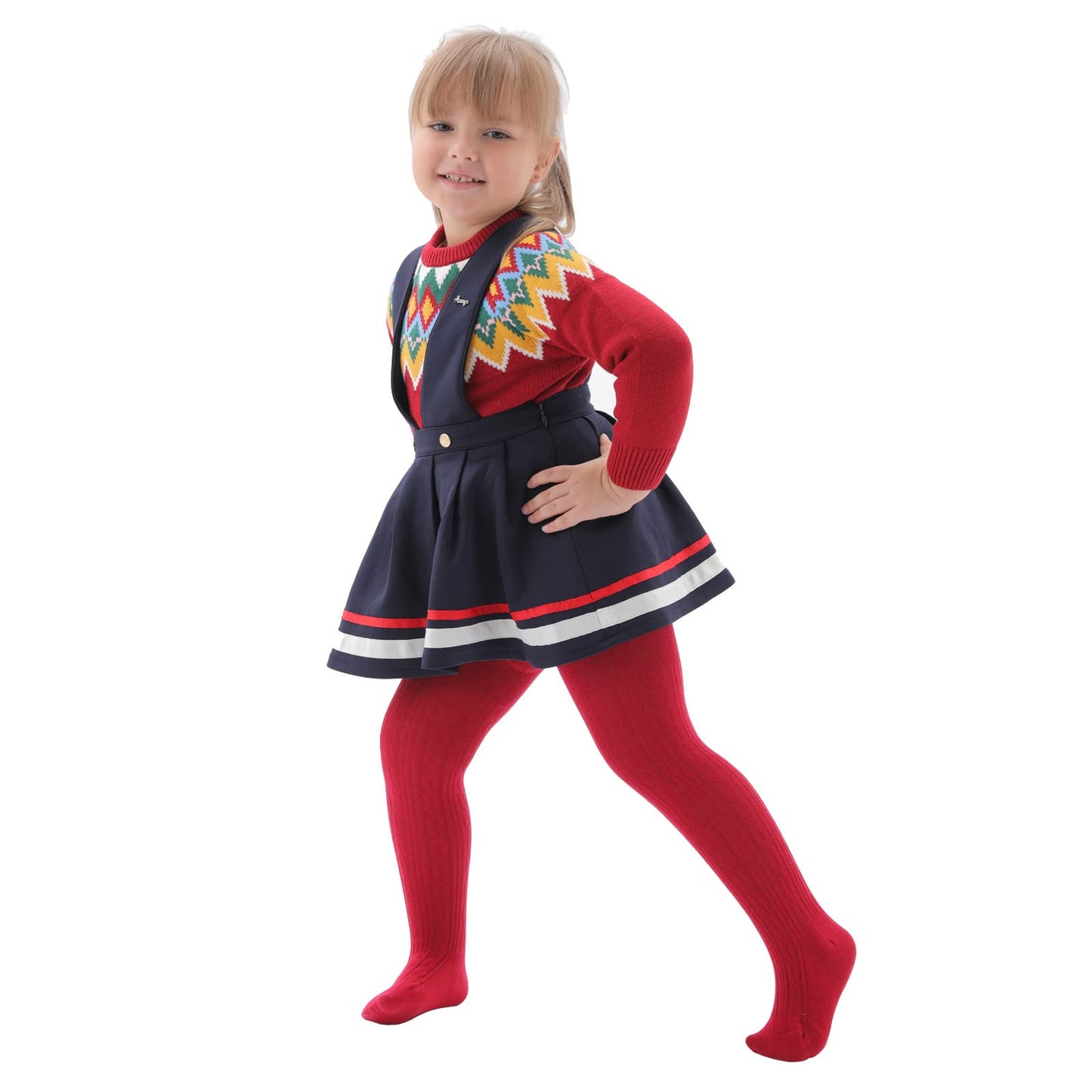 Baby Tights 3-6 Months Girl Seamless Cable Knit Leggings Cotton Stockings Pantyhose For Infant Toddler 3 Pack (Bright Red, Bottl