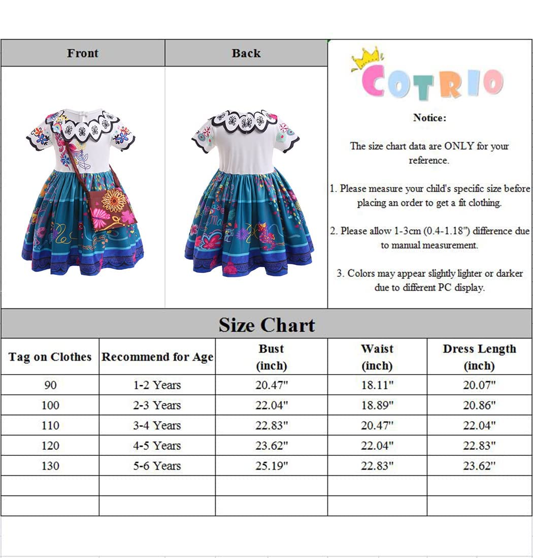 Cotrio Mirabel Costume For Girls Birthday Party Dress Role Play Clothes Halloween Costumes Cosplay Outfits Princess Dresses Size
