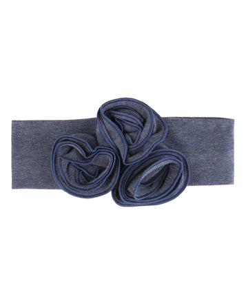 Rufflebutts Girls Soft And Strechy Blue Faux Denim Headband - One Size