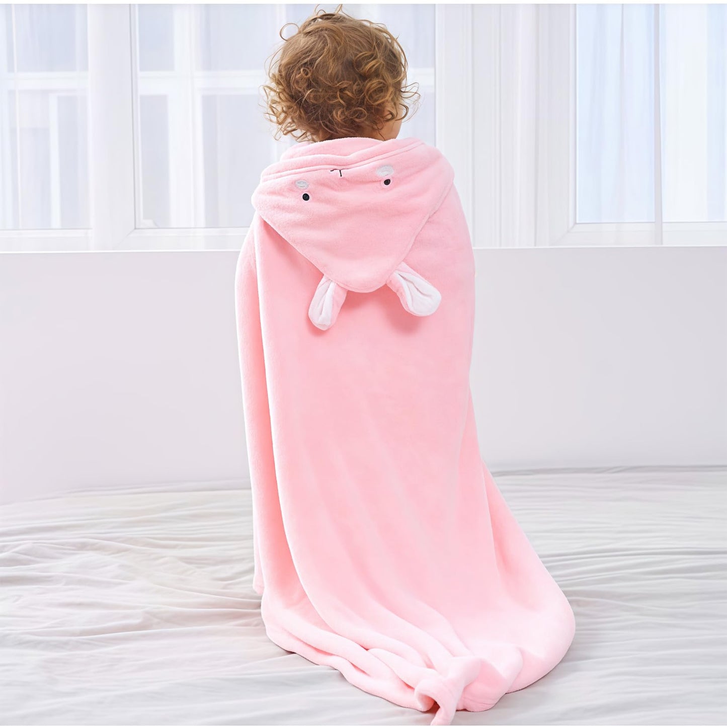 Ifarymes Toddler Bath Towel Baby Towels With Hood 27.5'X55' Ultra Absorbent Soft Bathrobe Blanket Kids Shower Towel For Girls