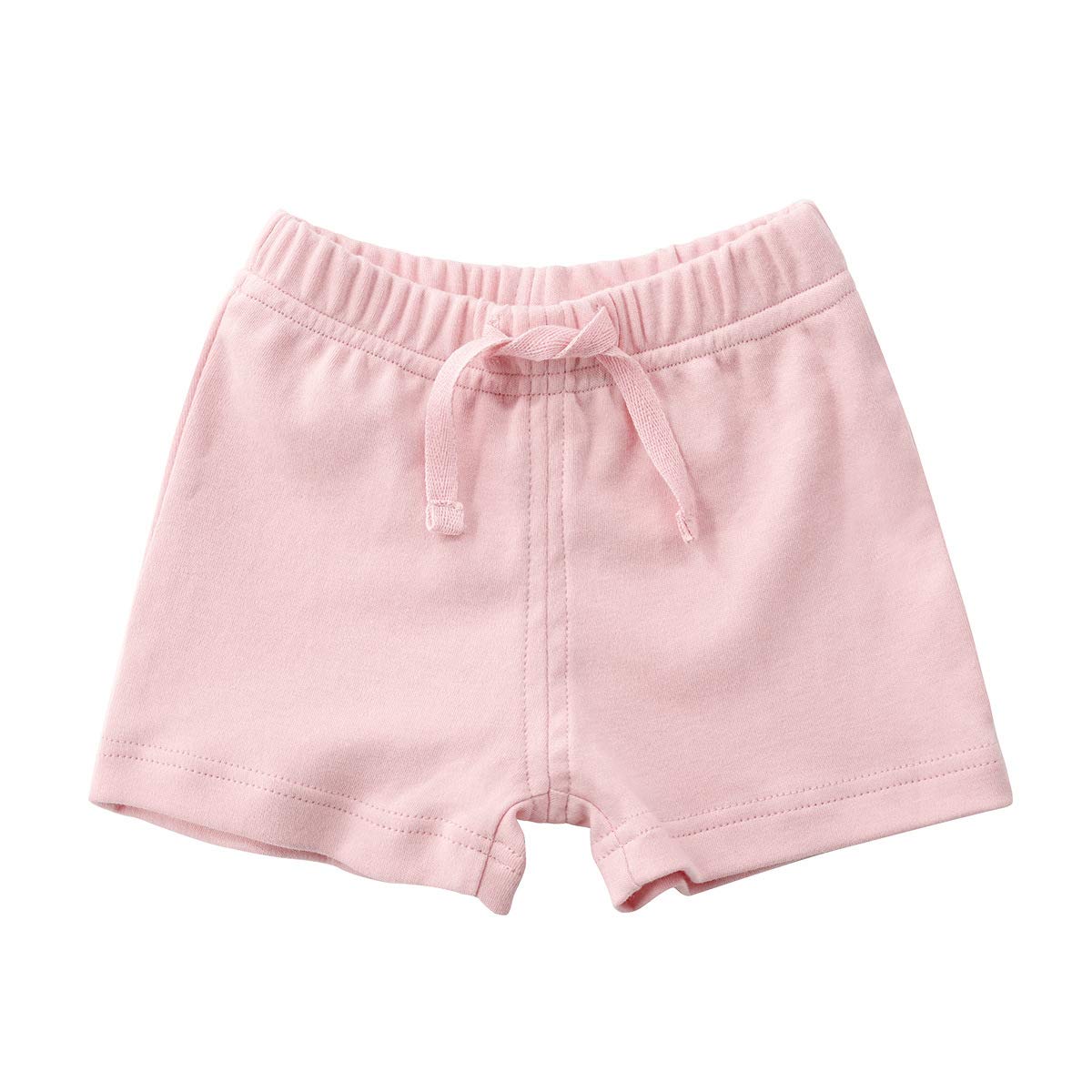Teach Leanbh Unisex-Baby 3-Pack Cotton Soild Color Short With Drawstring 3-24 Months (6-12 Months, Purple/Yellow/Pink)