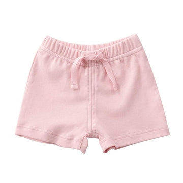 Teach Leanbh Unisex-Baby 3-Pack Cotton Soild Color Short With Drawstring 3-24 Months (6-12 Months, Purple/Yellow/Pink)