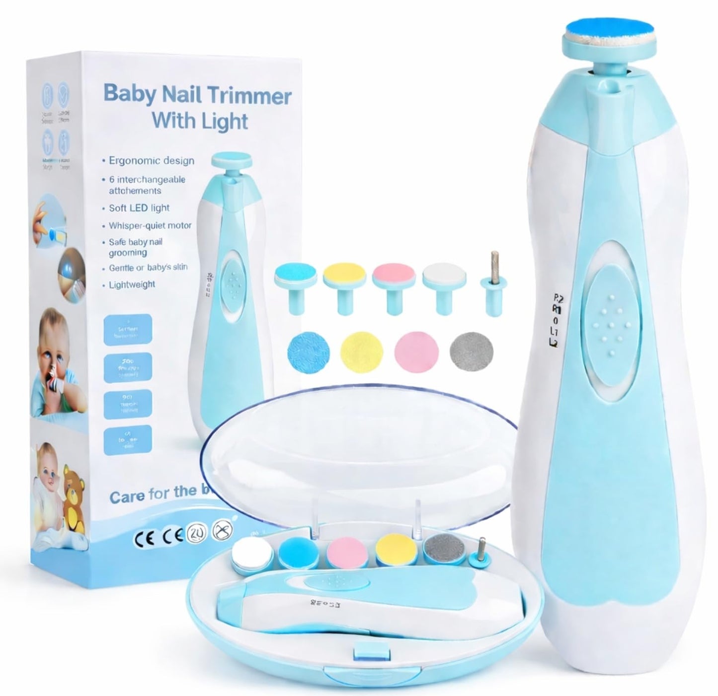 Toy Imagine Electric Baby Nail Trimmer With Led Light Baby Nail Cutter For Newborn 06 Months Gentle Nail Filer With 6 Filer Hea