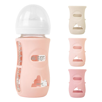 Minmunjiu 3 Pack Silicone Sleeves For Philips Avent Natural Glass Baby Bottles, Anti Breakage Baby Bottle Holder For Baby Girls,