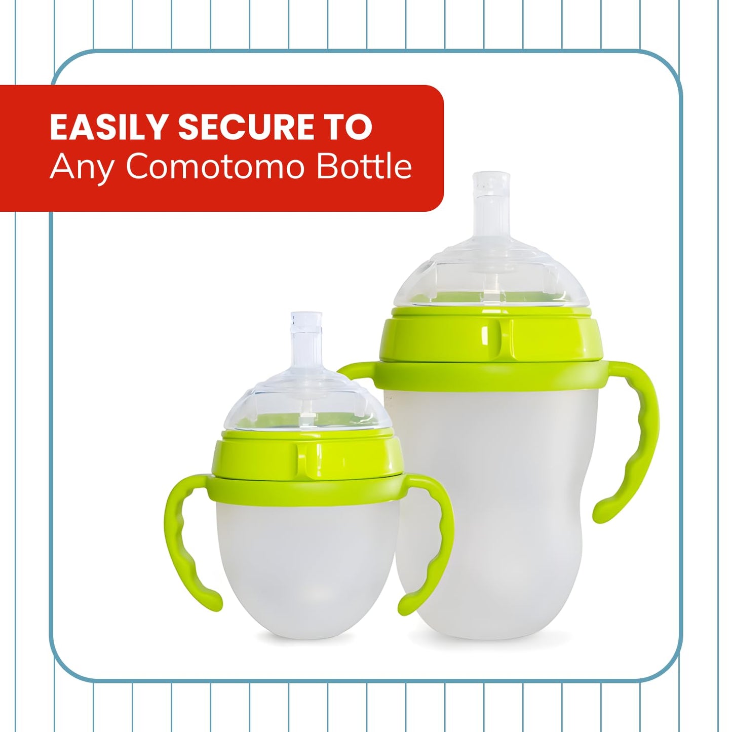 Botabee Straw Transition Cup Kit For Comotomo Baby Bottles | Conversion Kit Fits 5 & 8 Ounce Bottles | Soft, Silicone Straw Top