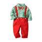 Mhsh Baby Boy Christmas Outfit Green Stripe Shirt With Bowtie And Pants Outfits, Newborn 3Pcs Pants And Top Sets(Green Stripe, 8