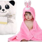 BRANDONN New Born baby Blanket Combo Pack of Hooded Funny Cap Baby Wrapper Cum Baby Bath Towel Cum Baby Blankets (Pink Rabbit, W