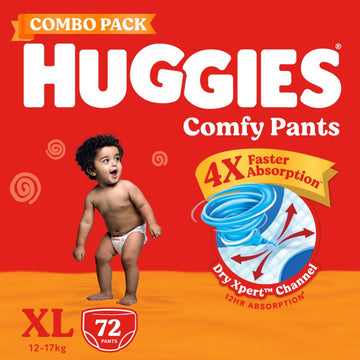 Huggies Comfy Pants Baby Diaper, Extra Large (Xl) Size (1217 Kgs), Pack Of 24