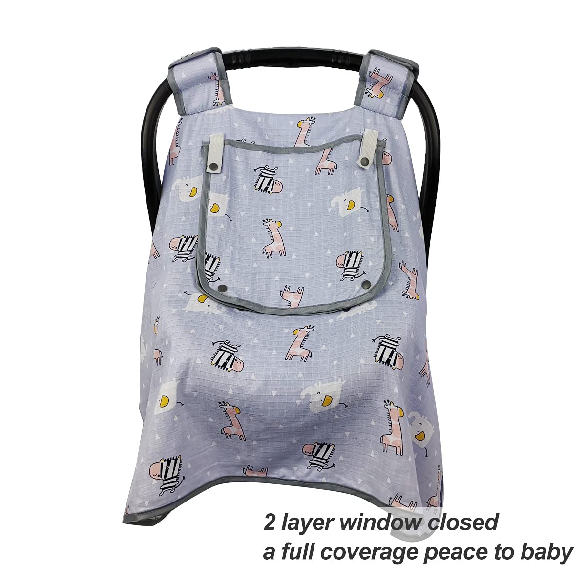 Icopuca Car Seat Covers For Babies, Kick-Proof Carseat Cover Girls/Boy, Carseat Canopy With Window, Light Weight Muslin, Breatha