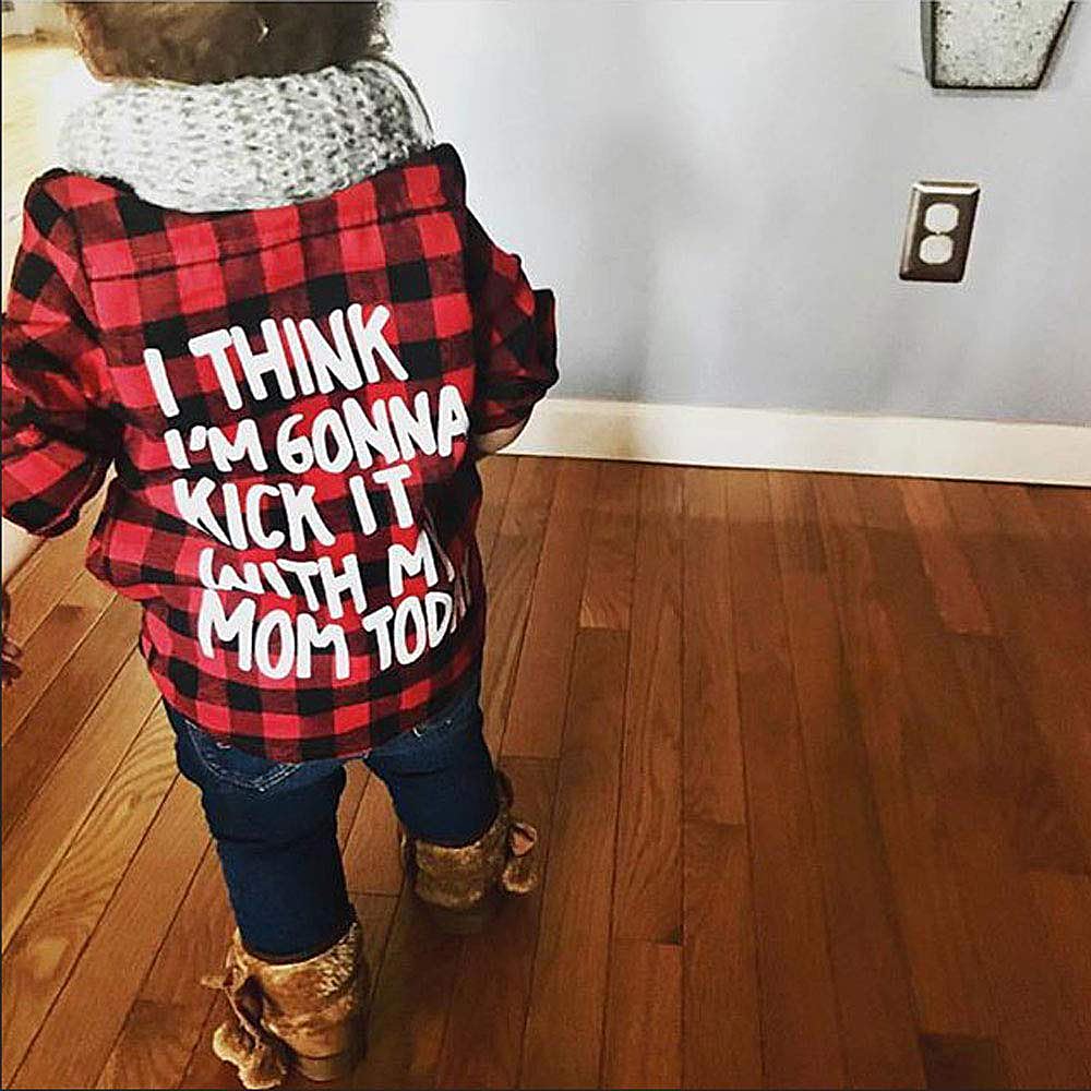 Toddler Long Sleeve Shirt Baby Boy Girl Plaid Top For Toddler Spring Winter Coat For Kid (Red Plaid, 3-4 T)