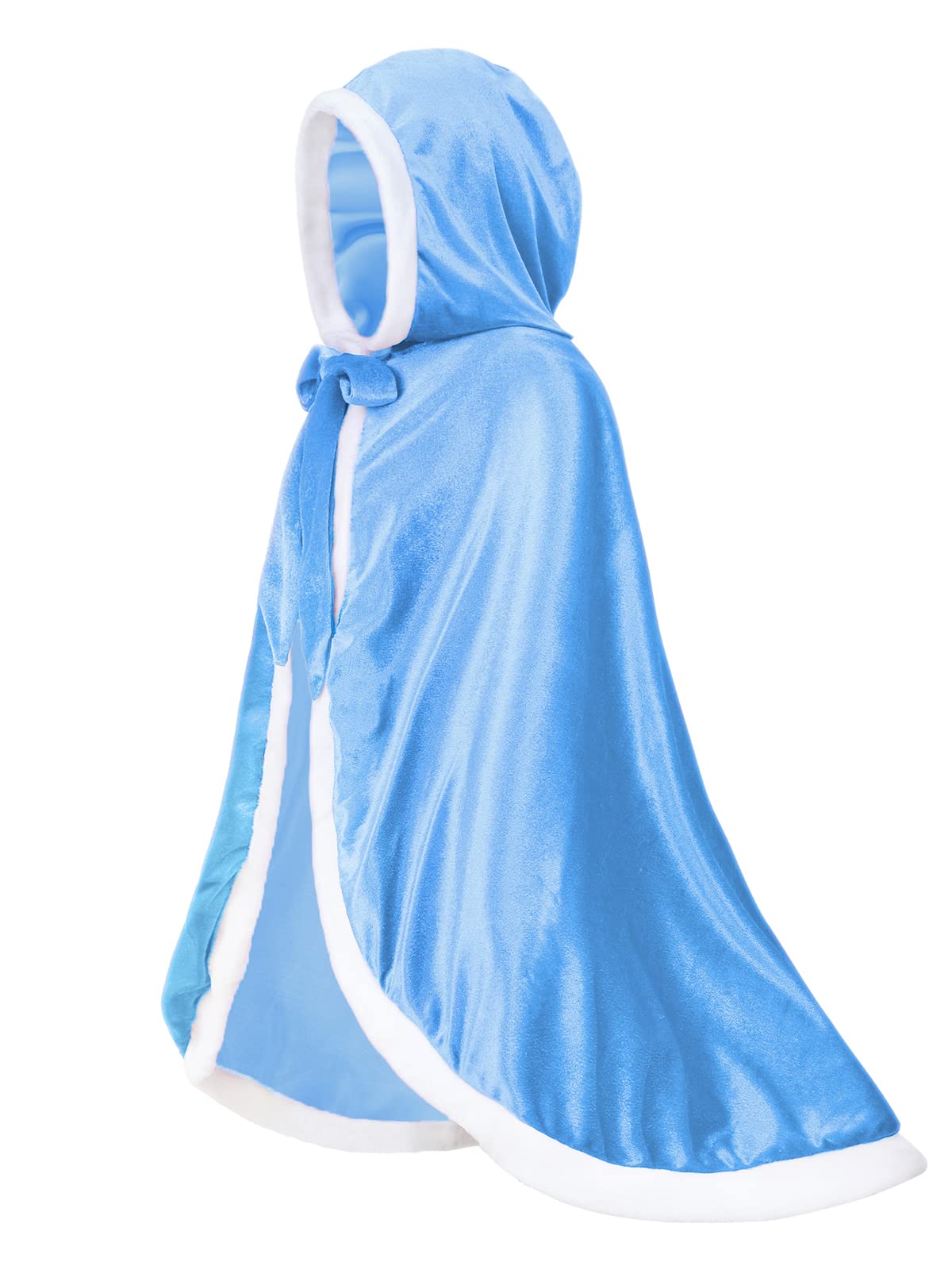 Century Star Girl Fur Princess Cape With Hood Girls Cloak For Little Girls Christmas Blue 7-9 Years