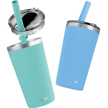 Cupkin Reusable Cups With Lids, The Original Stackable 12 Oz Stainless Steel Tumbler With Lid, Set Of 2 Powder Coated Insulated