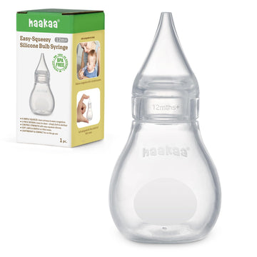 Haakaa Silicone Baby Nasal Aspirator | Nose Bulb Syringe | Easy-Squeezy Baby Nose Cleaner, Newborn Infant &Toddler - Bpa Free Si