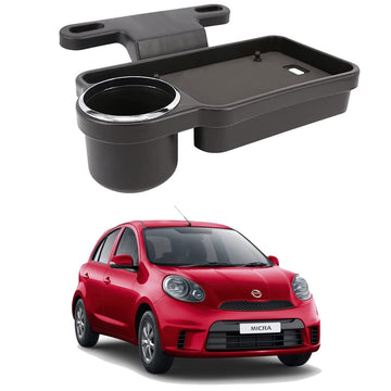 Oshotto (FT04) Foldable Car Auto Headrest Rear Back Seat Table Drink Food Cup Tray Holder Compatible with Nissan Micra  Black