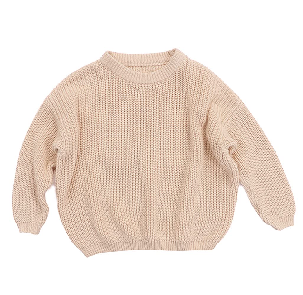 Toddler Baby Girls Knitted Sweater Fall Winter Warm Pullover Tops For Kids Boy Girl Outfits Clothes (6-12 Months, Beige New)