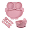 Owl Shape Silicone Baby Feeding Set, Toddler Suction Plates And Bowls Set With Spoons, Kids Silicone Dinnerware Set Eating Utens