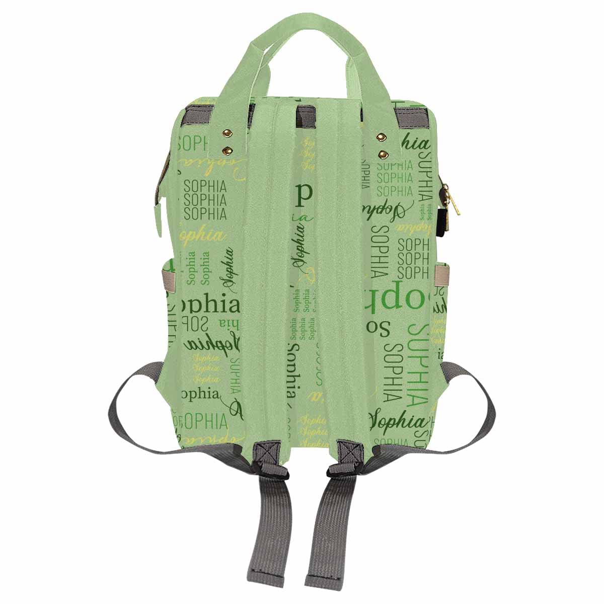 Artsadd Custom Name Diaper Bag Mommy Nappy Bags, Personalized Light Green Handbags Large Capacity Shoulder Bag Multi-Function Nu
