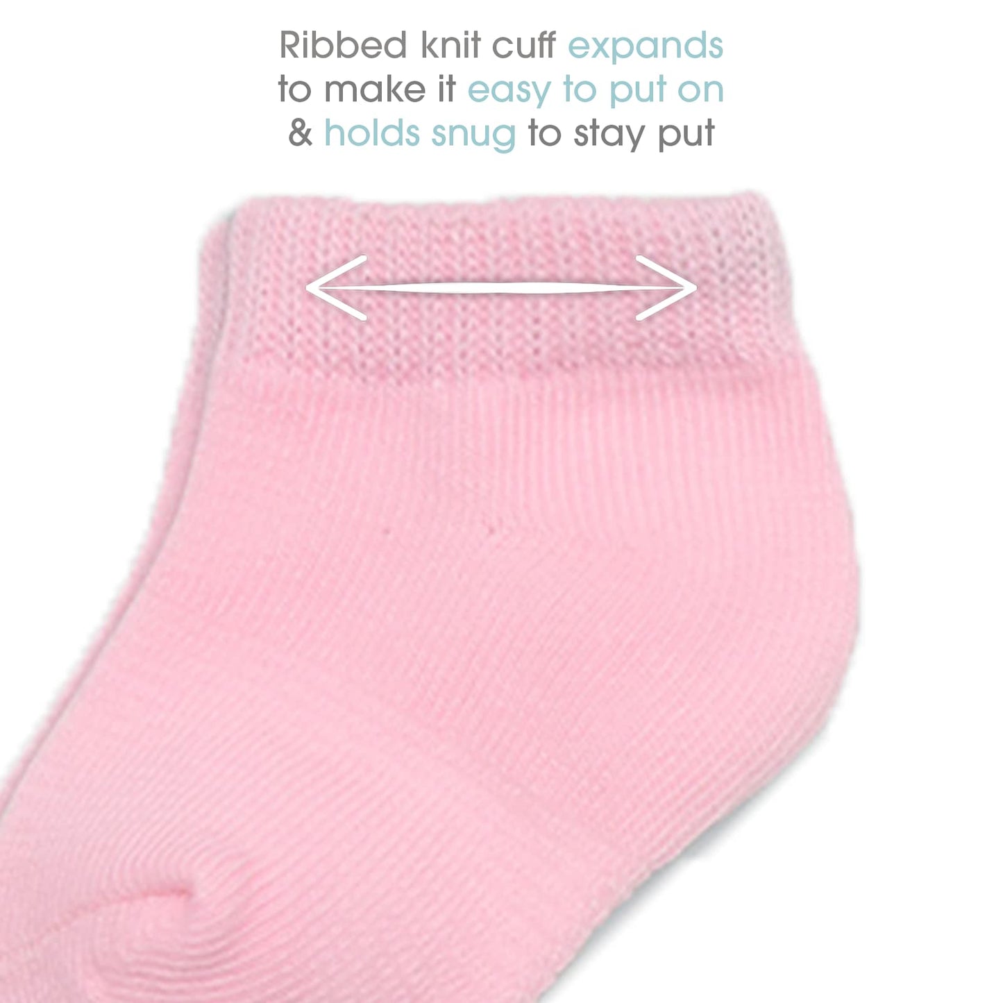 Fruit Of The Loom Baby 22-Pack Grow & Fit Flex Zones Low Cut Stretch Socks - Unisex, Girls, Boys (12-24 Months, Pink)