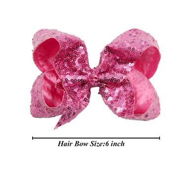 15Pcs Bling 6 Inch Hair Bows Large Big Sparkly Glitter Sequin Bows Alligator Hair Clips For Baby Girls Toddlers Kids Children Te