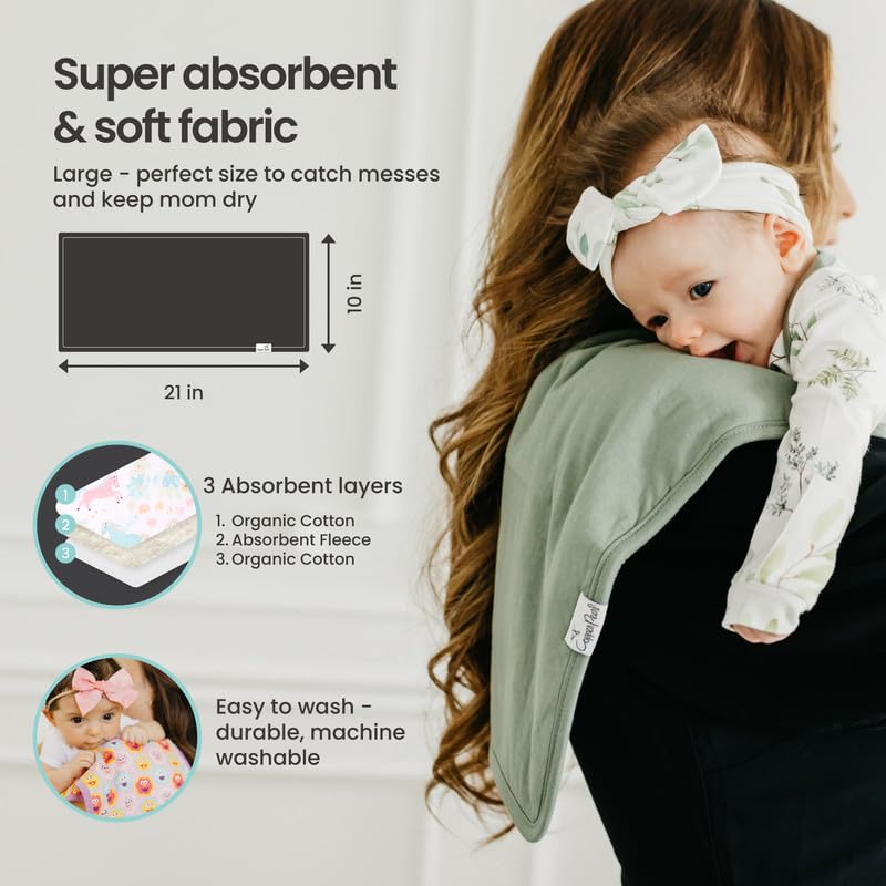 Copper Pearl Premium Baby Burp Cloths - 3-Pack Large Cotton Burp Cloths, Extra Soft Spit Up Rags With 3 Absorbent Layers, Perfec