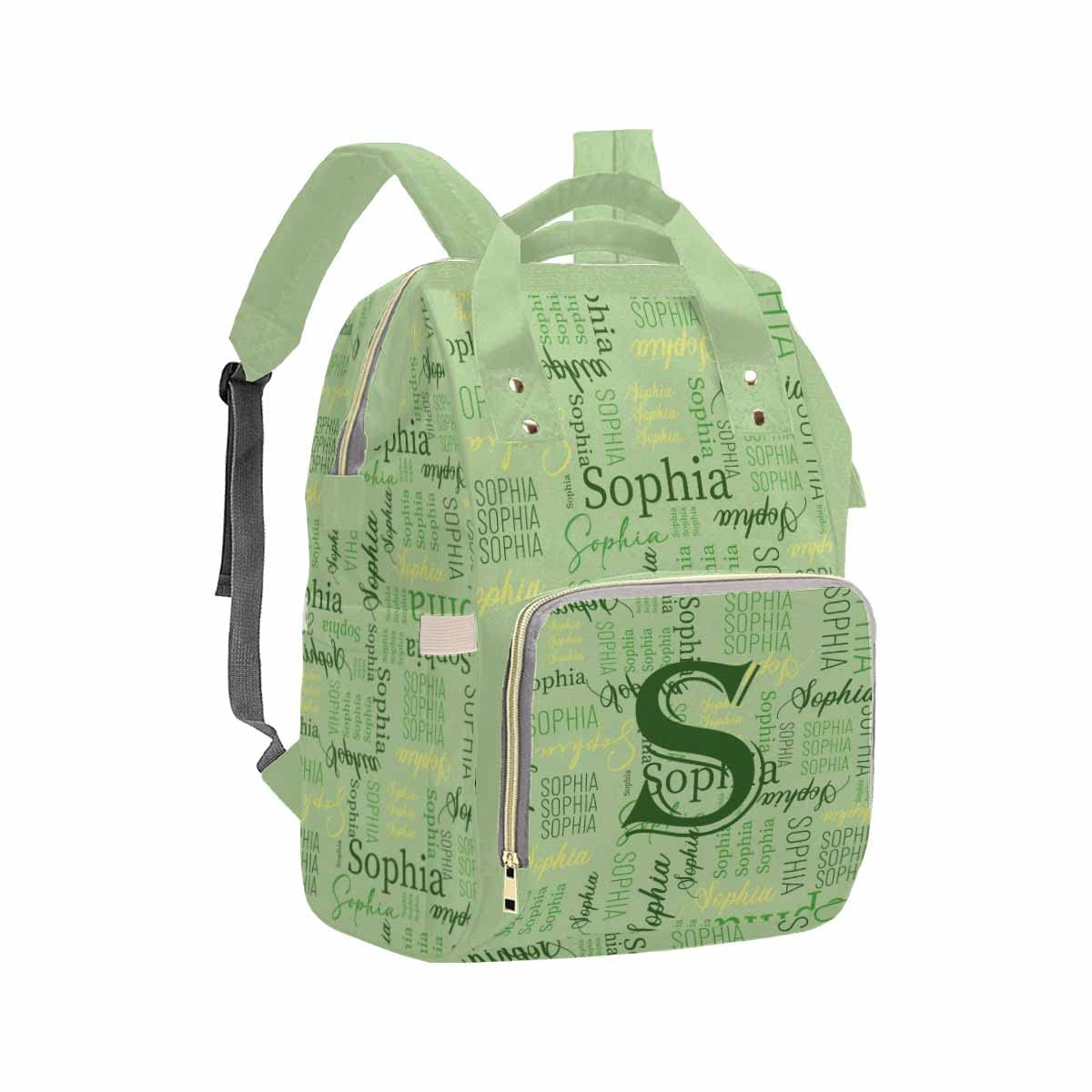 Artsadd Custom Name Diaper Bag Mommy Nappy Bags, Personalized Light Green Handbags Large Capacity Shoulder Bag Multi-Function Nu