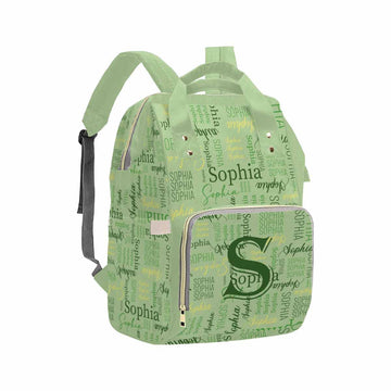 Artsadd Custom Name Diaper Bag Mommy Nappy Bags, Personalized Light Green Handbags Large Capacity Shoulder Bag Multi-Function Nu